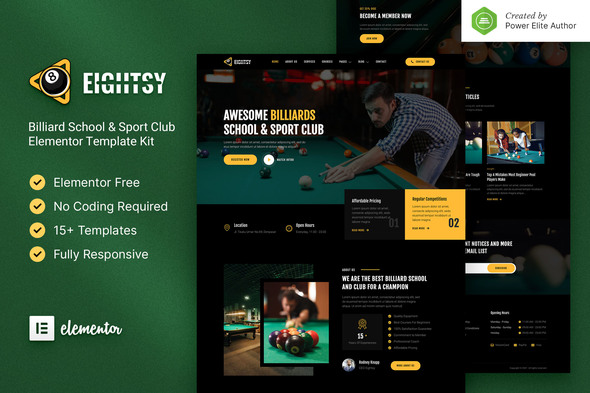 Eightsy - Billiard School & Sport Club Elementor Template Kit - ShareWordpress.Net
