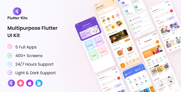 Flutter Kits - Multipurpose Flutter Developer Full Apps UI Kit Flutter Kits - Multipurpose Flutter Developer Full Apps UI Kit