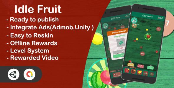 Idle Fruit - Clicker Game(Unity Complete + Admob + iOS + Android) Idle Fruit - Clicker Game(Unity Complete + Admob + iOS + Android)