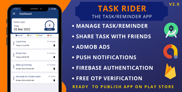 Task Rider App - The Task & Reminder Manager Android App Task Rider App - The Task & Reminder Manager Android App