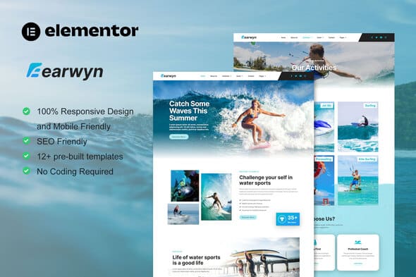 Earwyn - Water Sports & Surfing Elementor Pro Template Kit - ShareWordpress.Net