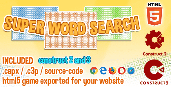 Super Word Search HTML5 Game - Construct 2 & 3 Source Code Super Word Search HTML5 Game - Construct 2 & 3 Source Code