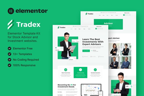 Tradex ¨C Stock Advisor & Investment Elementor Template Kit - ShareWordpress.Net