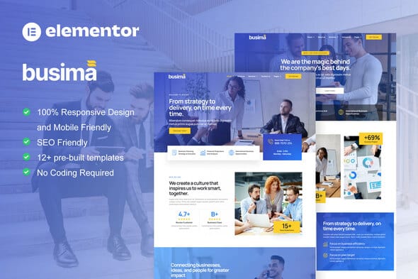 Busima - Business Consultant Elementor Template Kit - ShareWordpress.Net