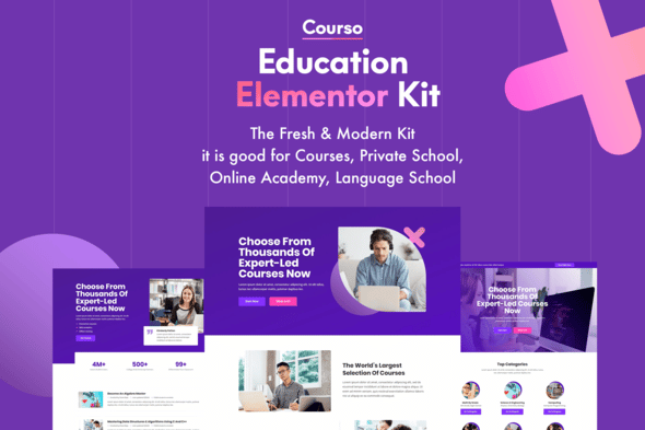 Courso - Online University & Courses Elementor Template Kit - ShareWordpress.Net