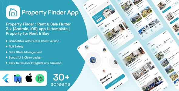 Property Finder : Rent & Sale Flutter 3.x (Android, iOS) app UI template | Property for Rent & Buy Property Finder : Rent & Sale Flutter 3.x (Android, iOS) app UI template | Property for Rent & Buy