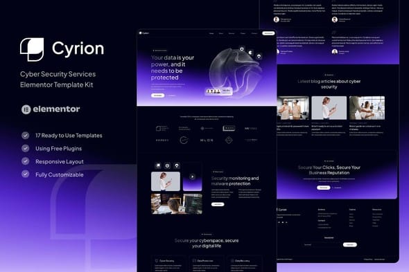 Cyrion - Cyber Security Services Elementor Template Kit - ShareWordpress.Net