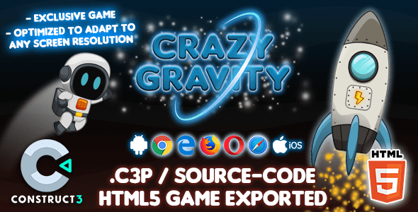Crazy Gravity HTML5 Game - Construct 3 Source-code