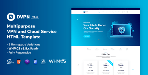 DVPN | Multipurpose VPN and Cloud Service HTML Template