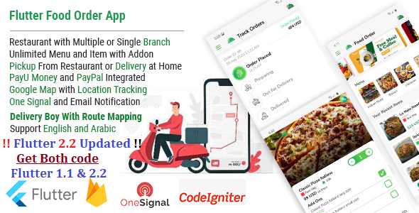 Single Restaurant Food Order Flutter full product Android & IOS + Delivery boy Native Android app