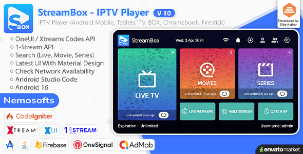 StreamBox - IPTV Player for Android, TV, Mobile, Tablets, Firestick & Chromebook
