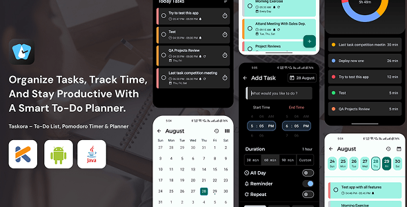 Taskora – To-Do List, Pomodoro Timer & Planner