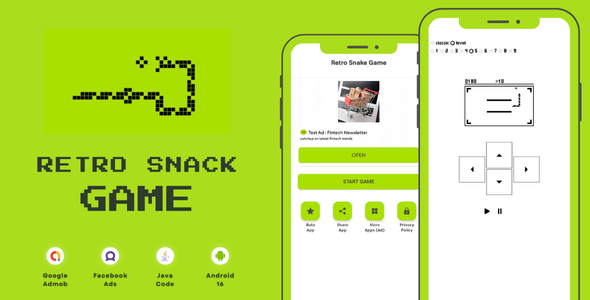Retro Snack Game with AdMob Facebook Ads Android