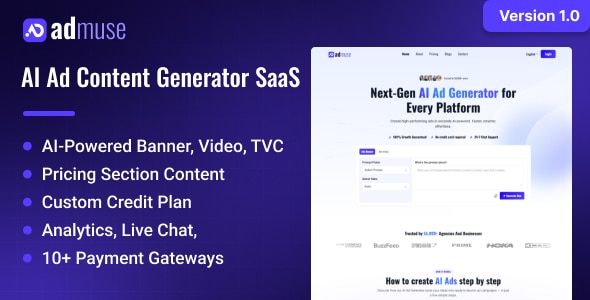 AdMuse - AI Ad Content Generator SaaS