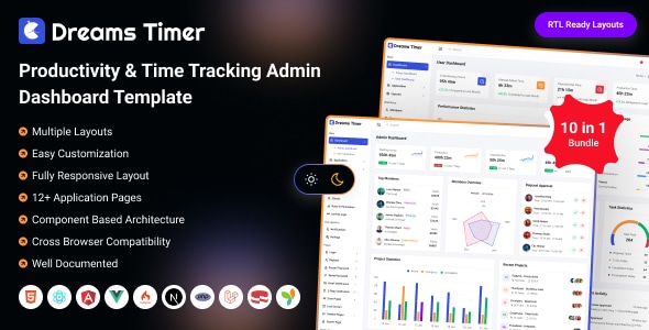 Dreams Timer - Time Tracking & Project Management Admin Dashboard