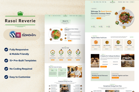 Rasoi Reverie — Restaurant & Cafe Elementor Template Kit