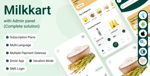 Milkkart - Milk Subscription and Delivery eCommerce Flutter Mobile App