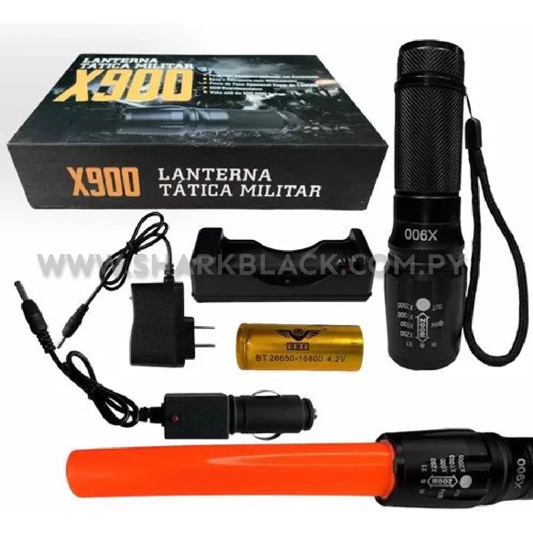 Linterna Táctica Militar X900 con Señalizador Recargable