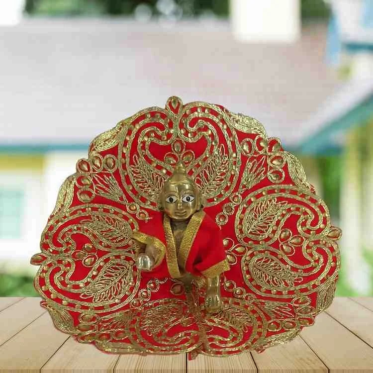 Shaurya Creations Royal Red & Gold Laddu Gopal Dress SC-D-S4P840 Size-4