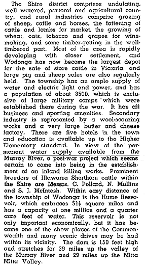 In 1949 Wondonga was described in The Australian Blue Book