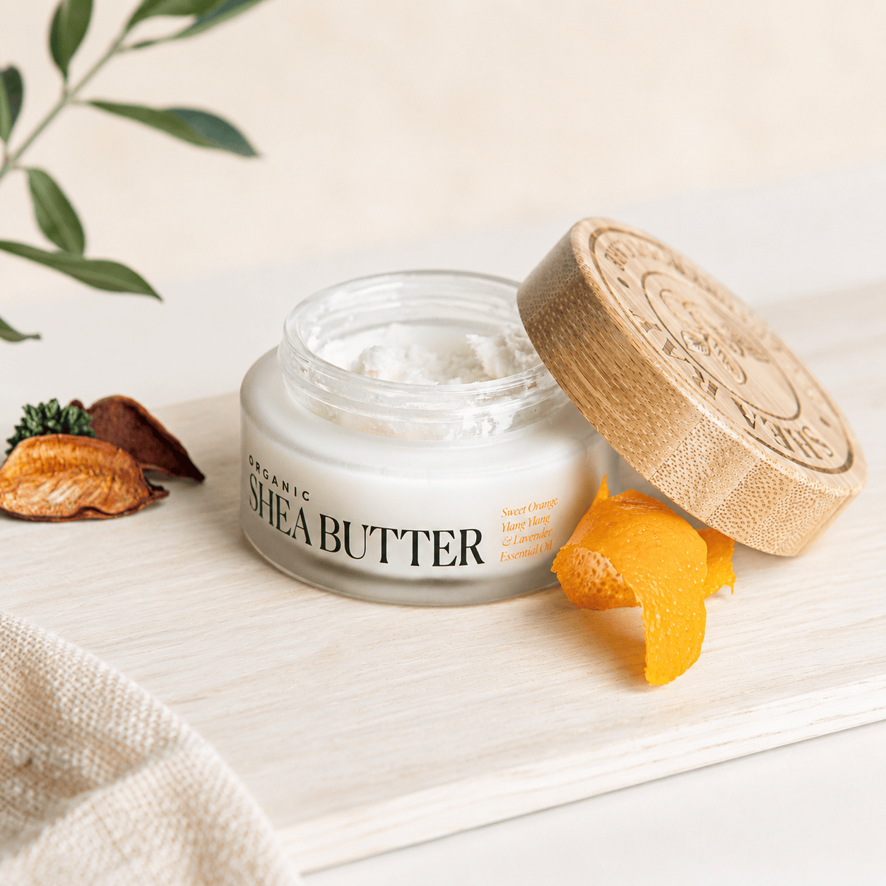 Shea Ray Organic Shea Butter with Sweet Orange, Ylang Ylang & Lavender Essential Oils