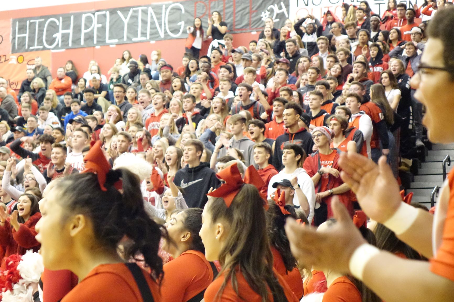 The South student section looks on during Saturday's doubleheader against North.