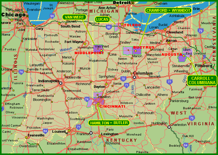 INDIANA OHIO MAP Indiana Ohio 