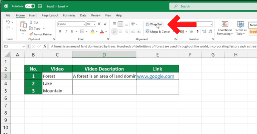 How to wrap text in excel