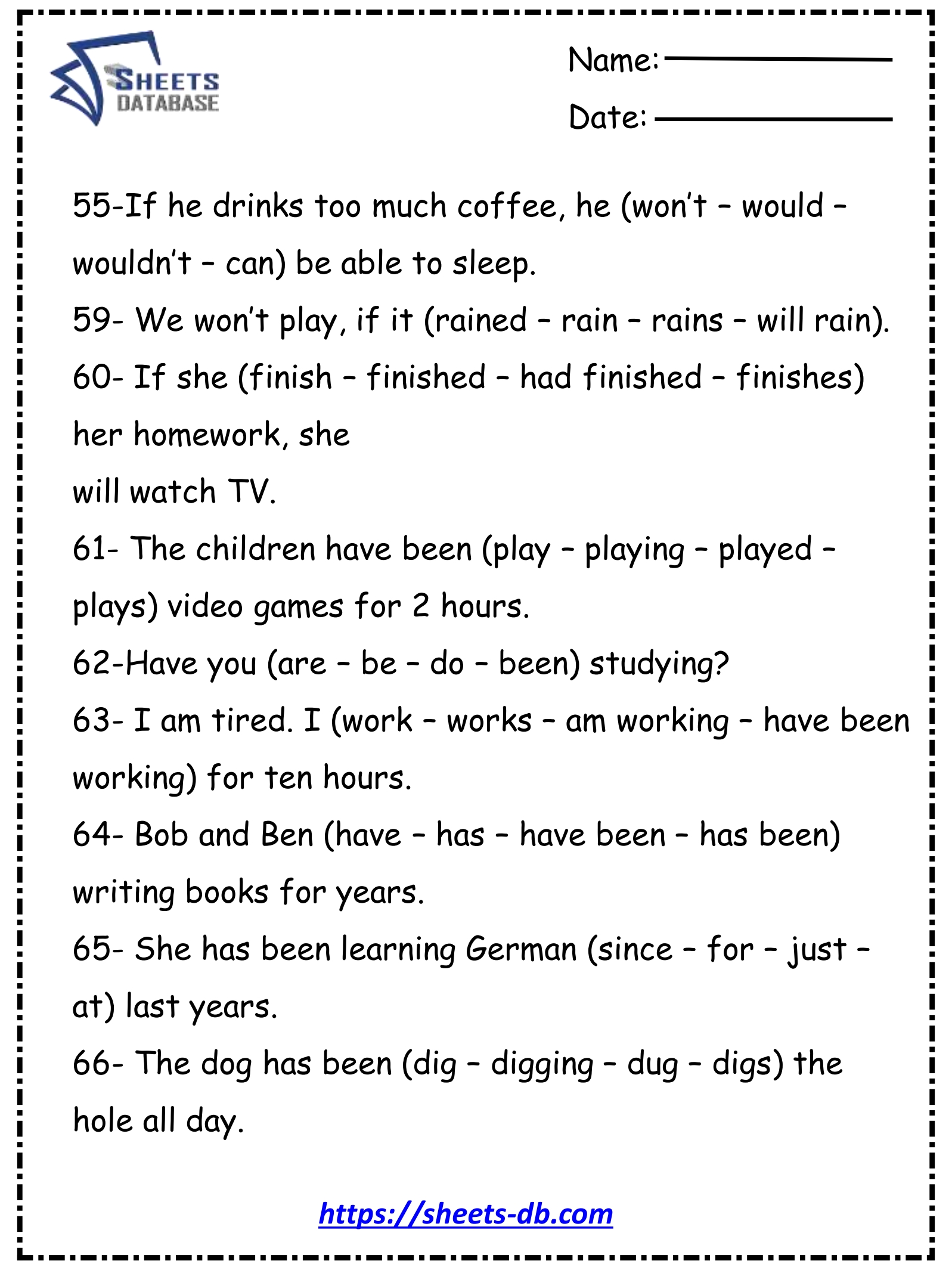 7th grade grammar worksheets
