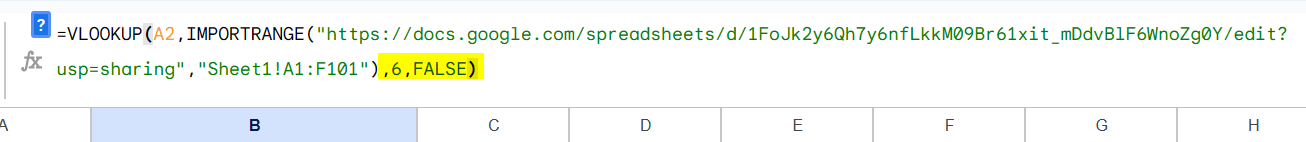 How to vlookup from another workbook in google sheets