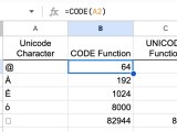 The Unicode Function Vs The Code Function Sheets Help