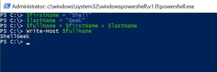 PowerShell Concatenate String with Examples - ShellGeek