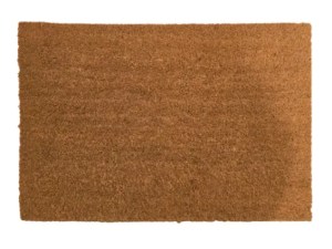 Light brown coir doormat made from coconut fibres, displayed flat on a neutral background for mockup or product preview use.