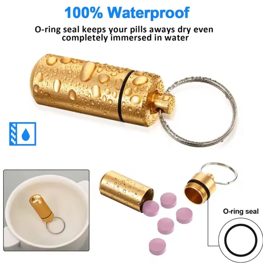 Waterproof mini pill keychain
