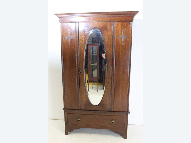 大正〜昭和初期 アンティーク 鏡付き洋タンス｜クローゼット一体型