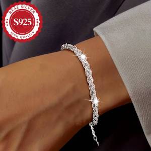925 Sterling Silver Sparkling Phoenix Tail Bracelet Party Holiday Gift Hypoallergenic Hand Jewellery Gift