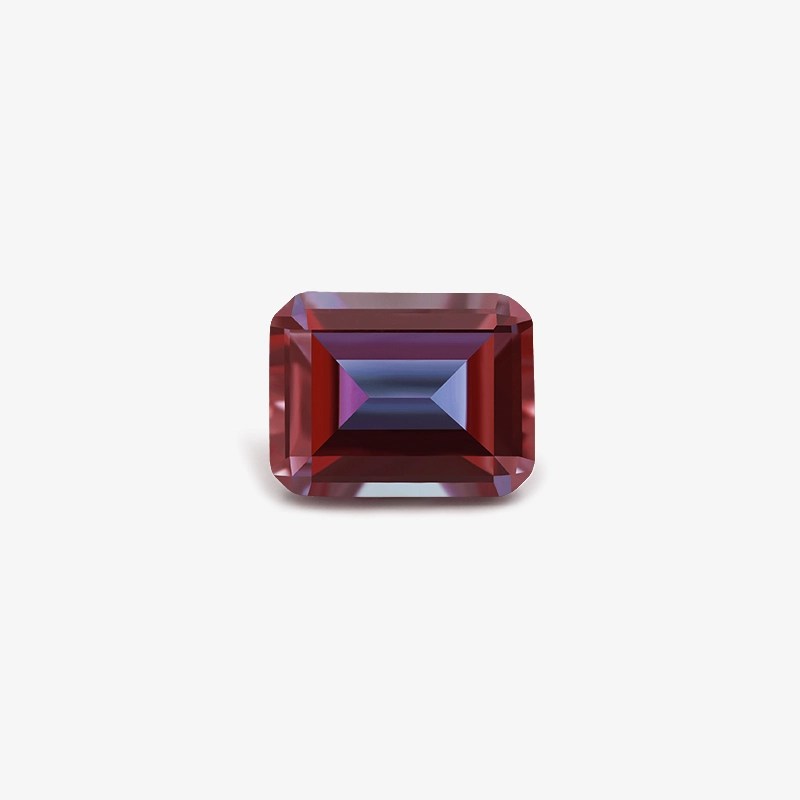 Lab Alexandrite emerald cut-Front