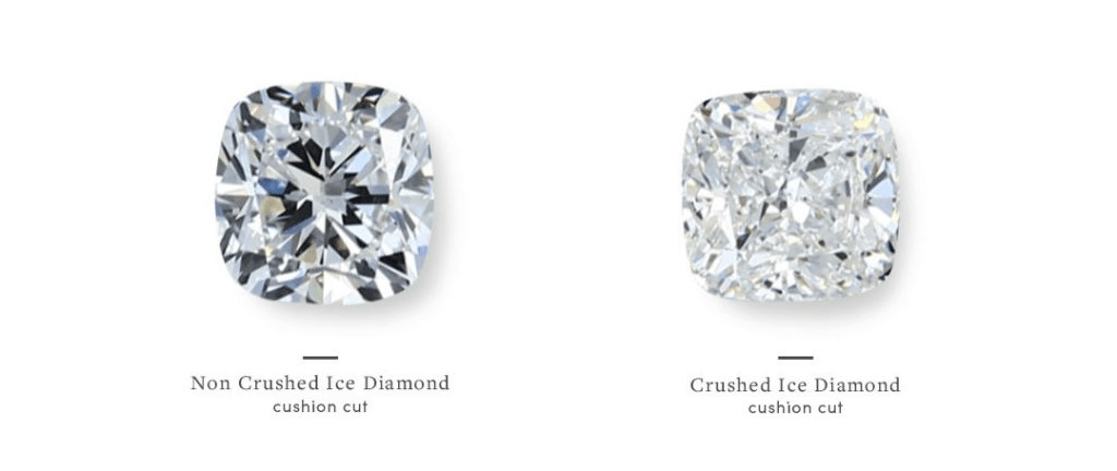 A stunning crushed ice diamond with light reflecting off its facets