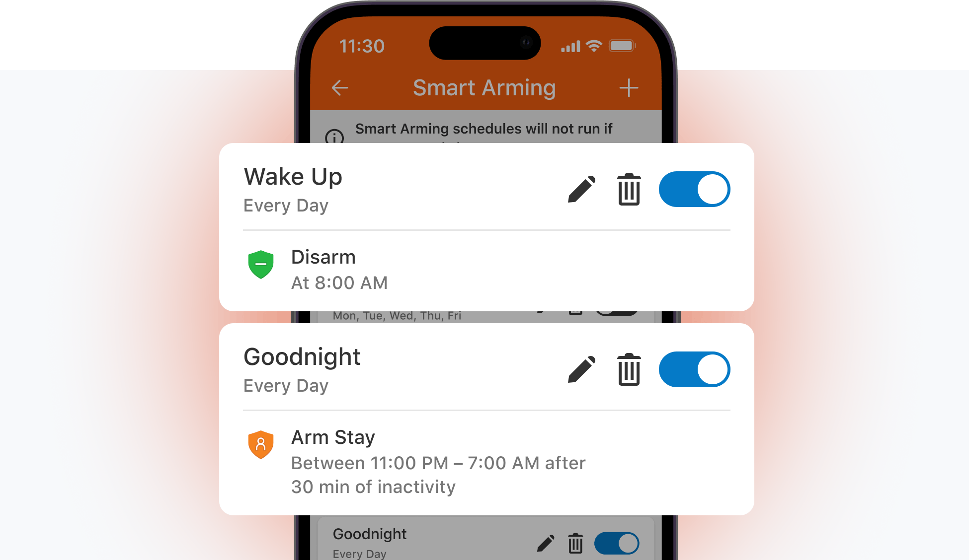 Smart Arming Now Runs a Different Schedule Every Day