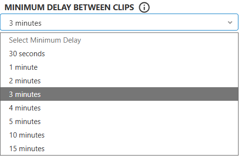 The minimum-delay slider throttles how often the rule records.