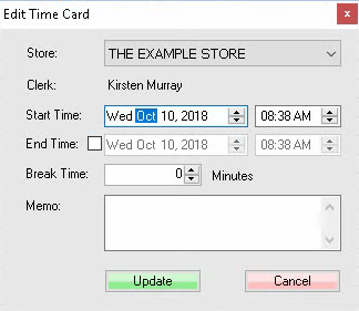 Employee time card in harbortouch retail
