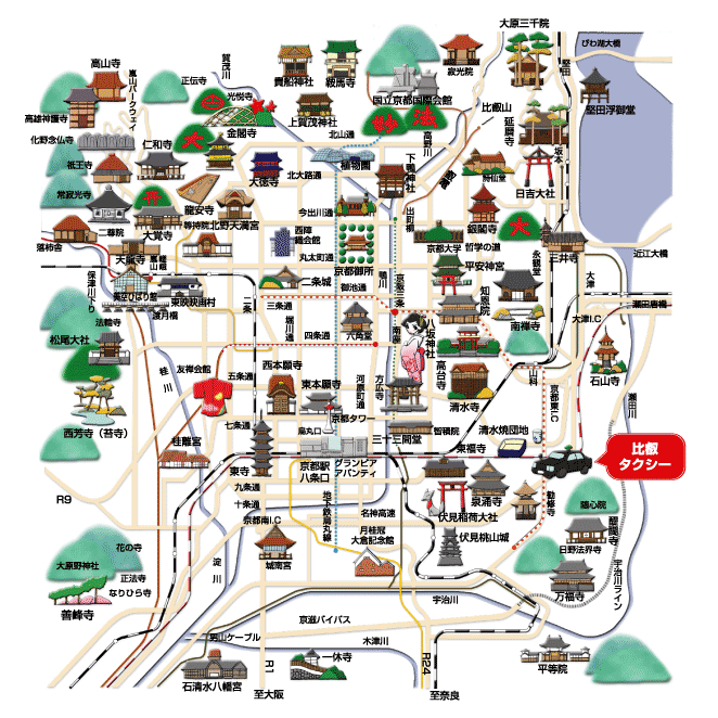 京都のマップは こちら のサイトからお借りしました。