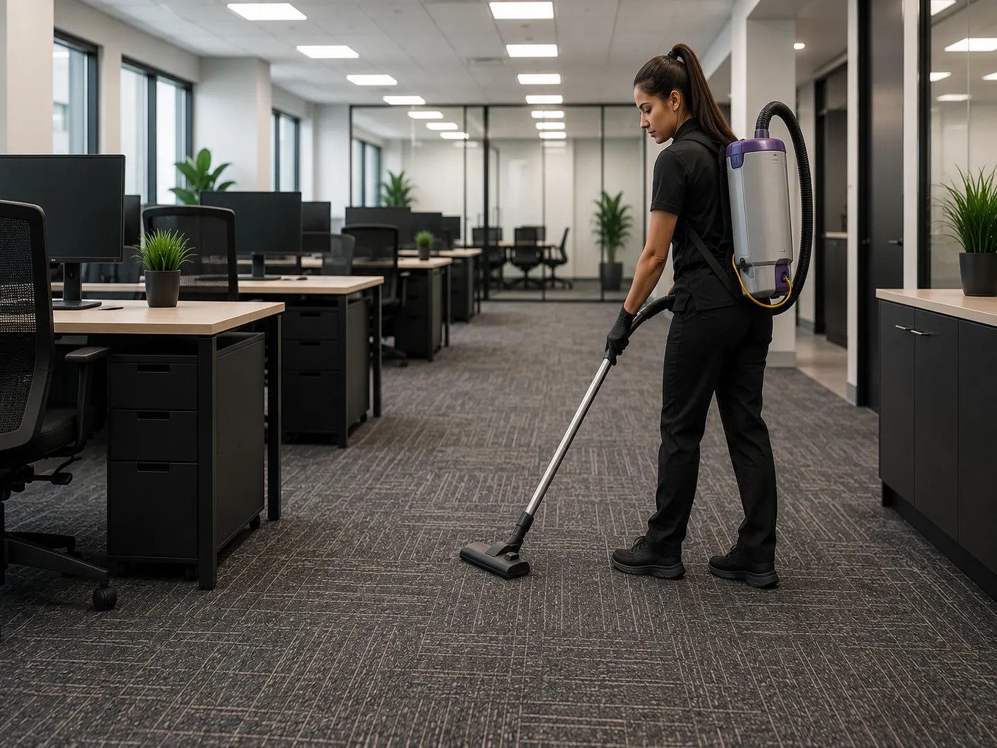 Professional maintenance of office carpets and hard floors
