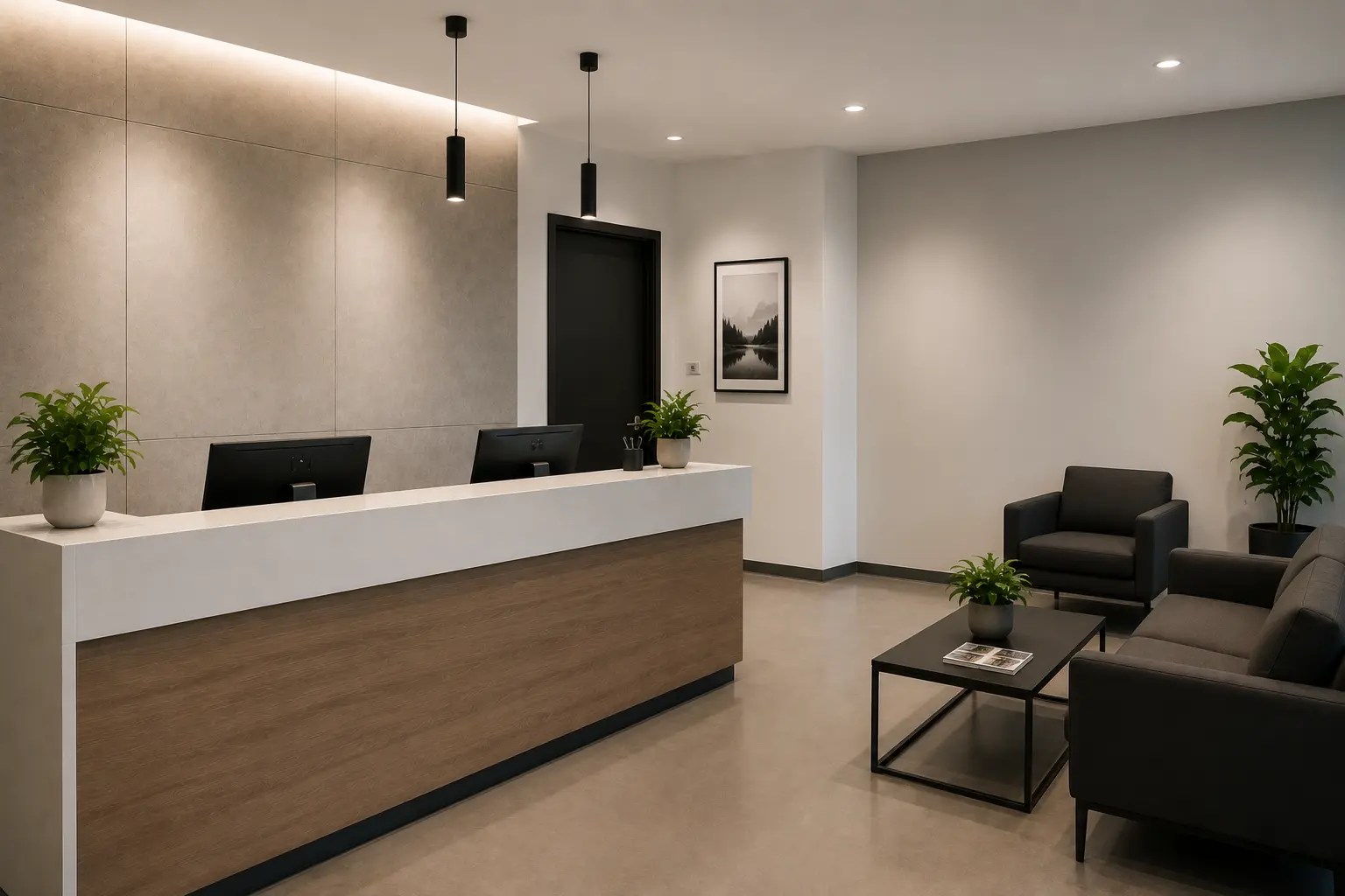 Clean and professional office reception area
