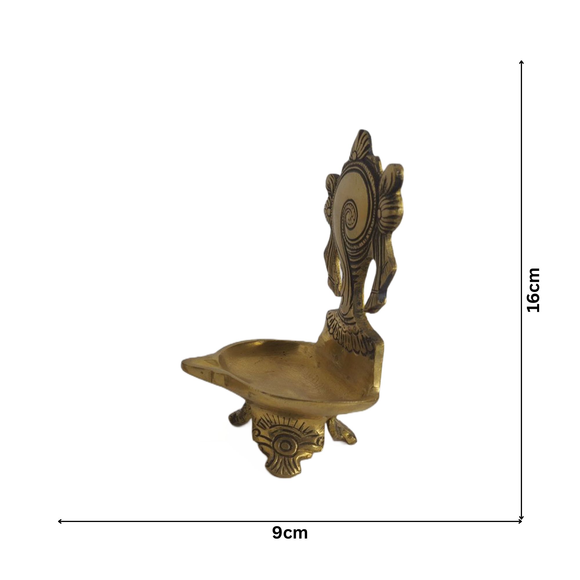 Brass Antique Shankhu Chakra Mukali Diyas (1 pair)