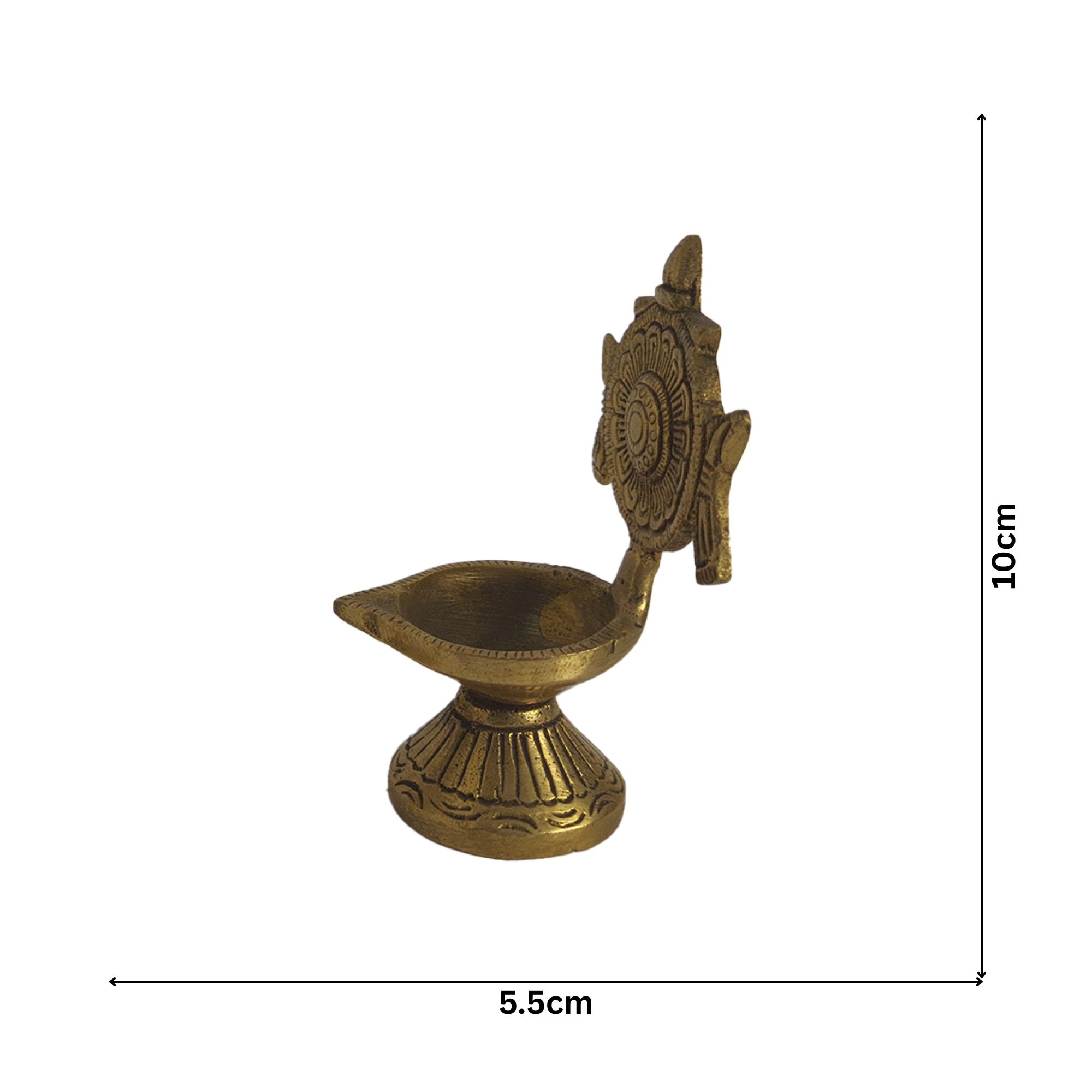 Brass Antique Shankhu Chakra Diyas Small (1 pair)