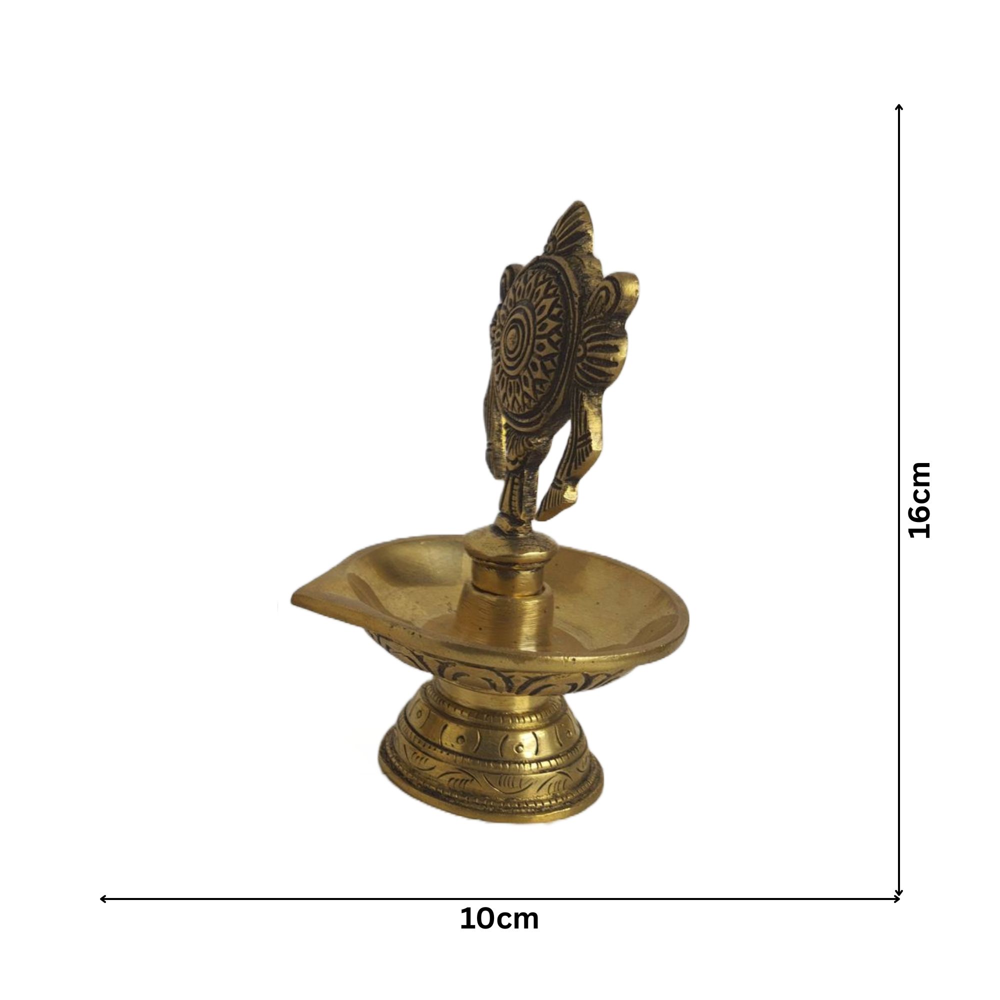 Brass Antique Shankhu Chakra Centre Diyas (1 pair)