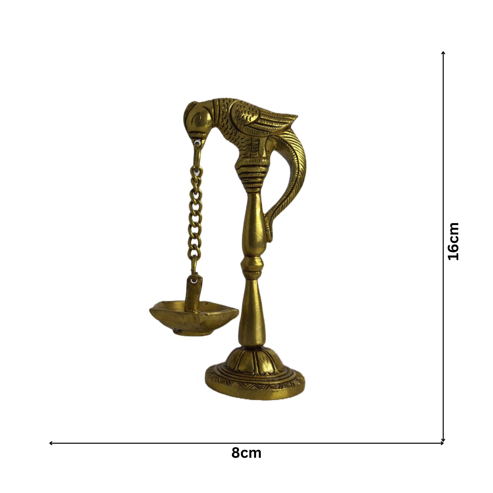 Brass Antique Parrot Hanging Diyas (1 pair)