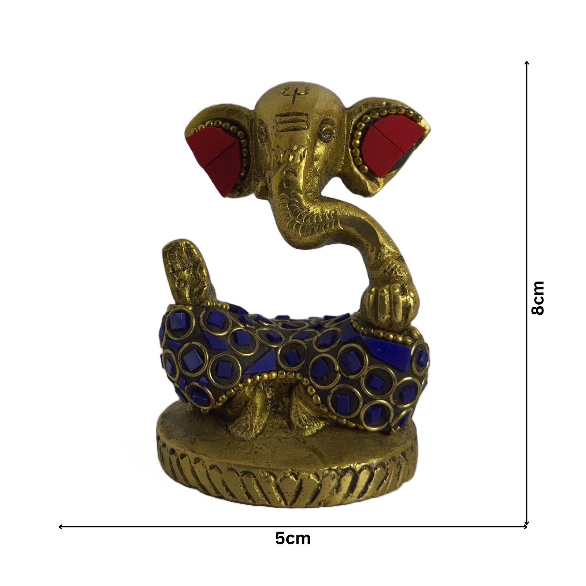 Brass Antique Stone Work Vakratunda Ganapathi Idol