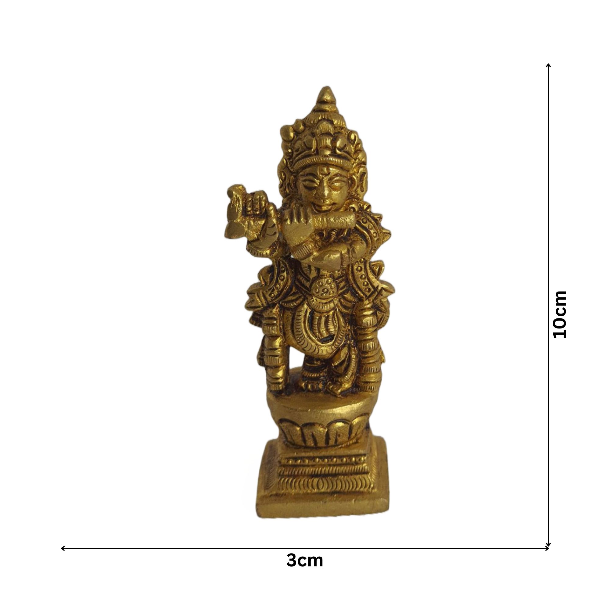 Brass Antique Krishna Idol Small